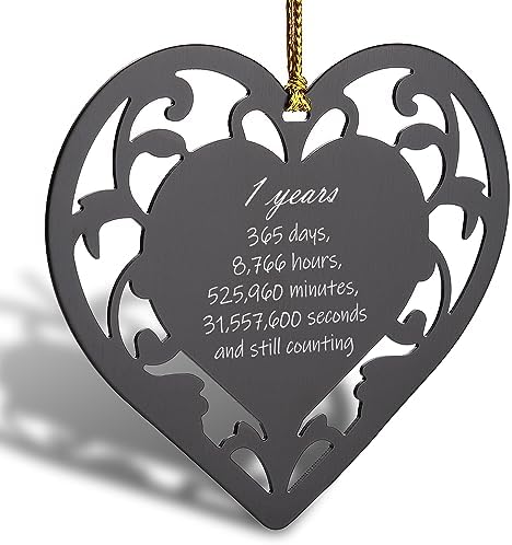 1st Anniversary Heart Ornament Gift for Couples