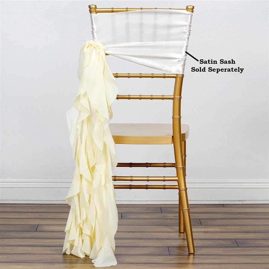 Balsa Circle Ivory Curly Chiffon Chair Sashes Wedding Decor