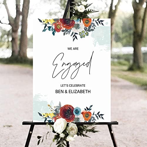Customizable Red Floral Wood Wedding Welcome Sign 12x16 Inch