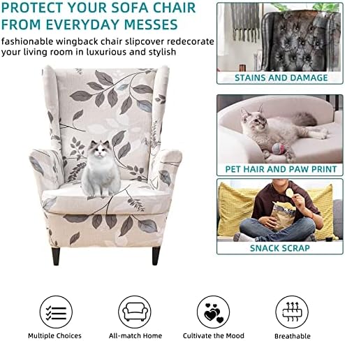 CRFATOP 2 Piece Stretch Wingback Chair Covers