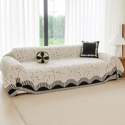 Chenille Sofa Cover Reversible Pet Friendly 71x118 Beige