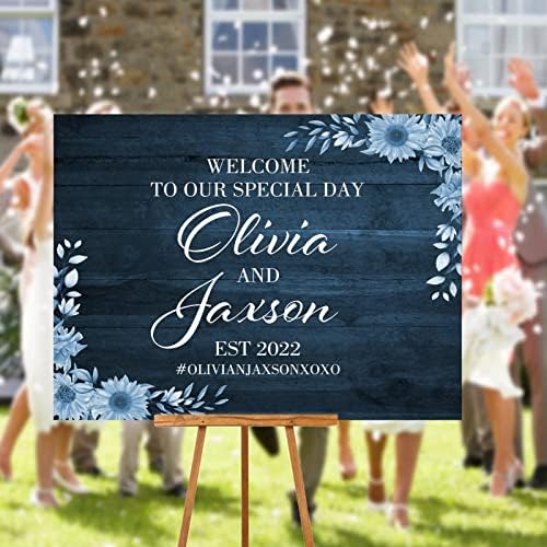 Alioyoit Wedding Welcome Sign Personalized Wood Luxury Rustic Greeting Sign 12x16 Inch
