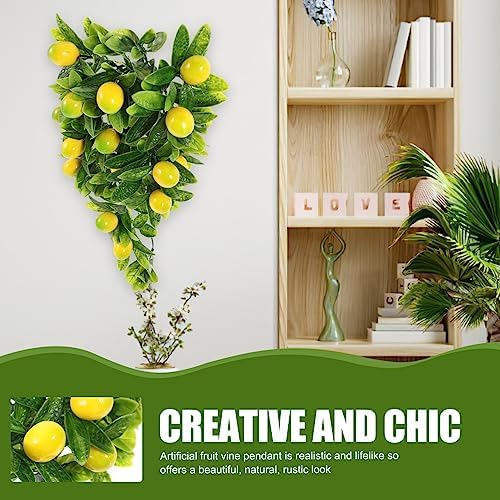 Home Decor Artificial Lemon Wreath with Teardrops and Green Leaves