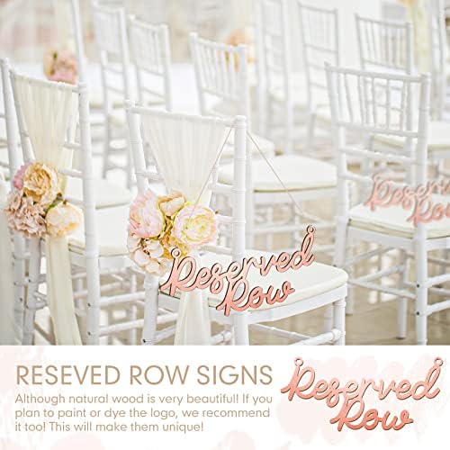 Yulejo 6 Piece Wooden Reserved Row Signs for Wedding Chairs