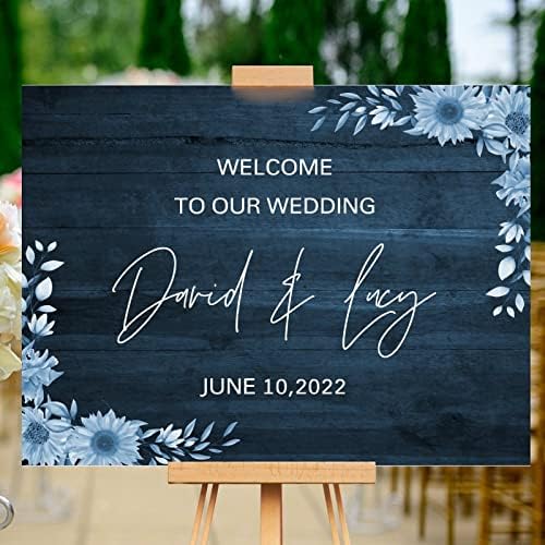 Personalized Wedding Welcome Sign with Floral Design