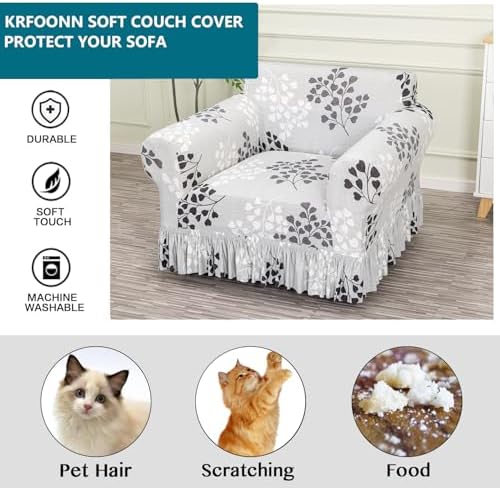 KRFOONN Stretchable Armchair Cover with Skirt