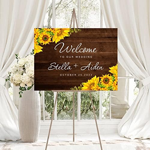 Custom Wedding Welcome Sign with Sunflowers Design