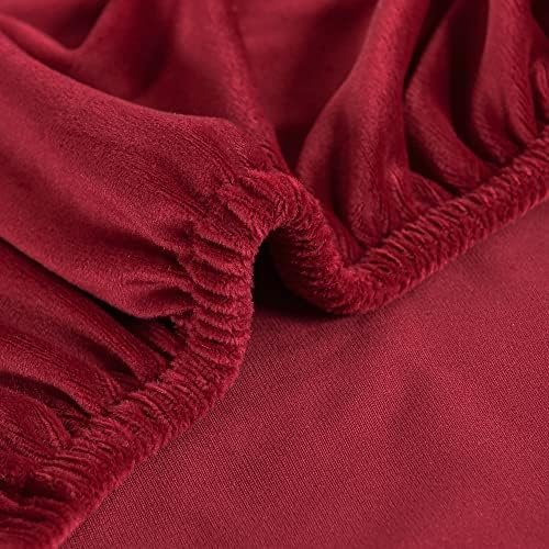GULI Wingback Chair Cover 2-Piece Velvet Wine Red