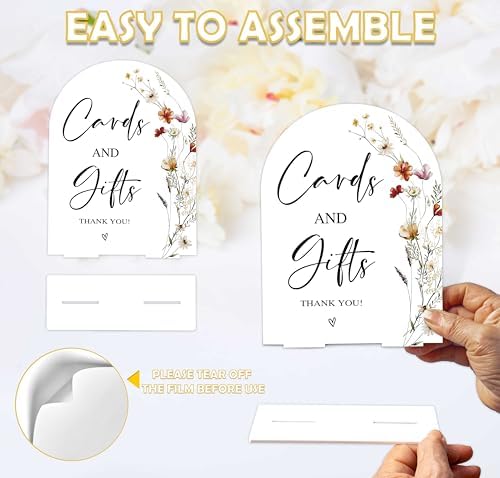 Boho Floral Wedding Sign with Holder 6x8 Inch Acrylic