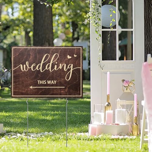 9-Piece Wedding This Way Sign Kit with Stakes