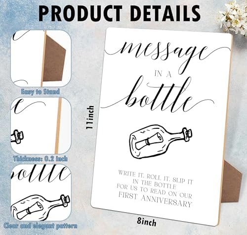 Wedding Message in a Bottle Guest Book Sign with Stand - 8x11 Inch