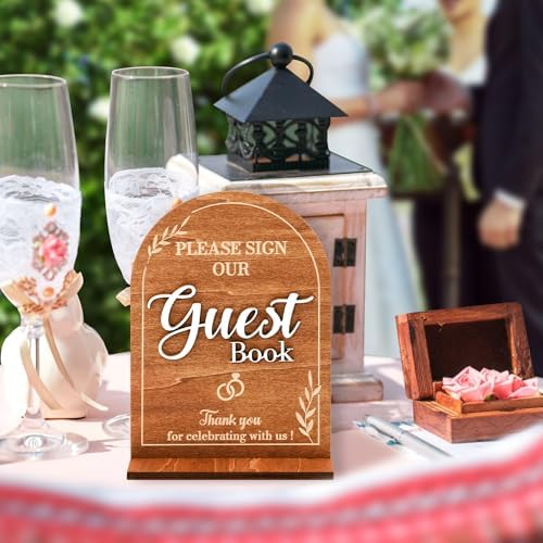 Rustic Wedding Guest Book Sign With Stand