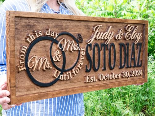 Custom 3D Wood Wedding Sign for Couples