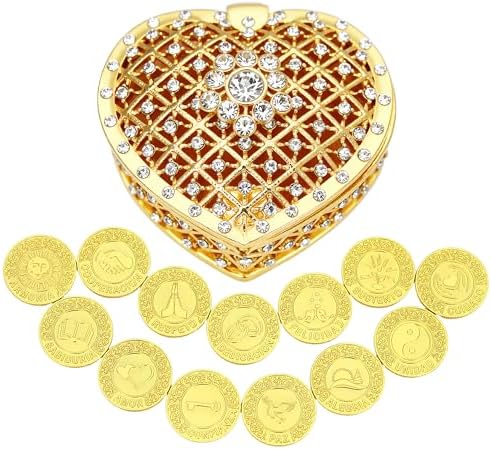 TINGKU 13 Spanish Unity Coins Set with Heart Shaped Gold Box