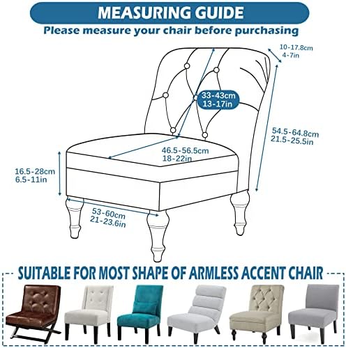 Armless Accent Chair Cover Slipcover for Living Room Hotel