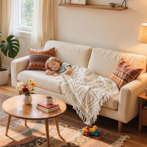 Hokway Boho Chenille Sofa Cover with Tassels 71x134inch