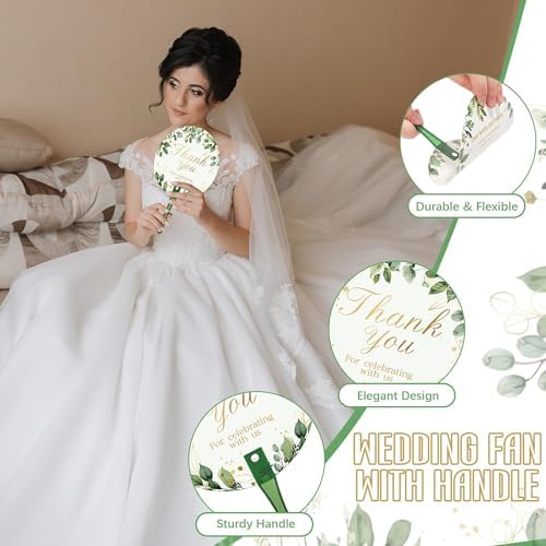 Aneco 120 Piece Wedding Fan Set with Table Sign