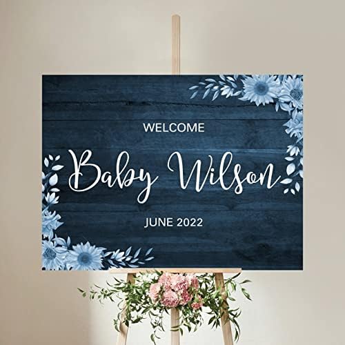 Personalized Blue Wood Wedding Welcome Sign