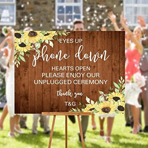 Custom Wooden Wedding Welcome Sign with Sunflower Design