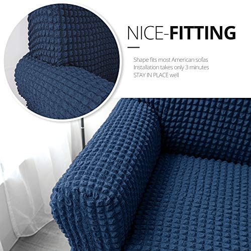 NICEEC Blue 3 Seater Sofa Slipcover with Skirt