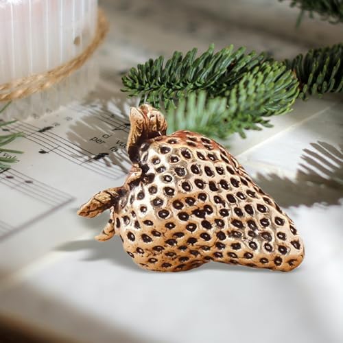 PRETYZOOM 2Pcs Brass Artificial Strawberry Statues
