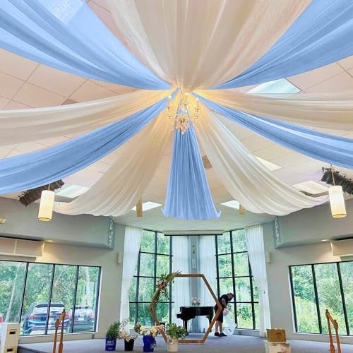 MODFUNS Light Blue Ceiling Drapes for Wedding and Party