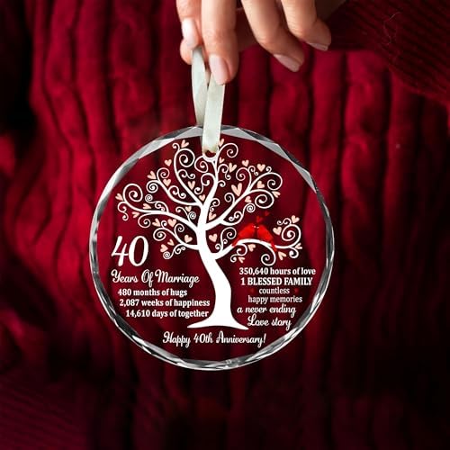 40th Wedding Anniversary Ruby Glass Ornament for Couple