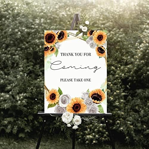 Alioyoit 12x16 Inch Personalized Wood Wedding Sign with Sunflowers