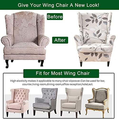 CRFATOP 2 Piece Stretch Wingback Chair Covers