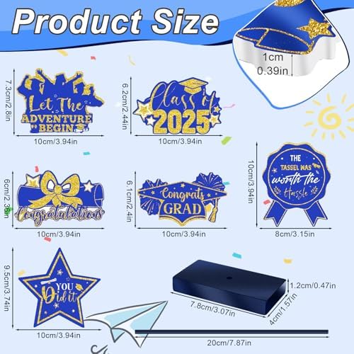 Yousoontic 6 Pcs Graduation Wooden Signs Decor Centerpieces