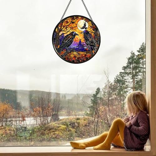 Glow in The Dark Halloween Crow Wall Decor
