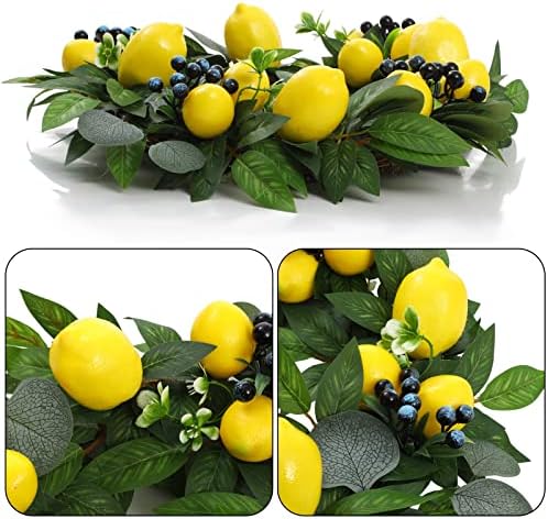 18 Inch Artificial Lemon and Blueberry Wreath