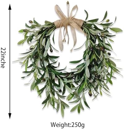 22 Inch Heart Shaped Artificial Olive Wreath