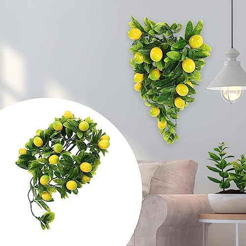 Home Decor Artificial Lemon Wreath with Teardrops and Green Leaves