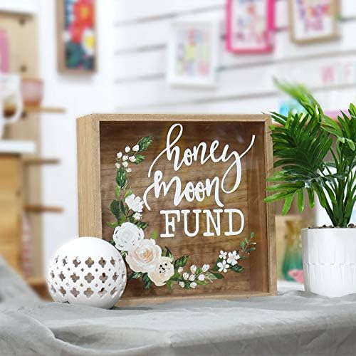Hanna Roberts Honey Moon Fund Rustic Wood Box with Floral Garland