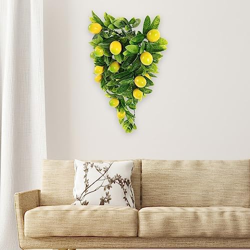 Home Decor Artificial Lemon Wreath with Teardrops and Green Leaves