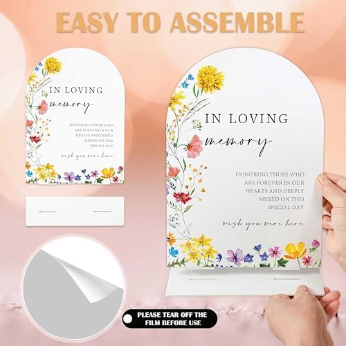 Floral Wedding Memory Sign 8x11 White Acrylic with Holder