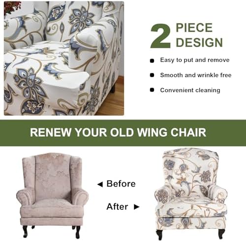 HAOYONG 2 Piece Wingback Chair Slipcover Set