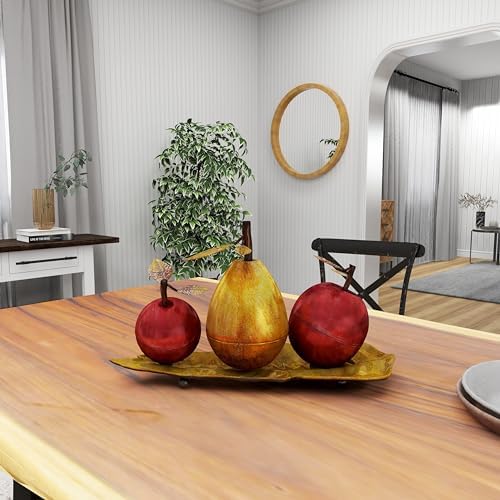 Deco 79 Red Iron Metal Fruit Statue with Platter