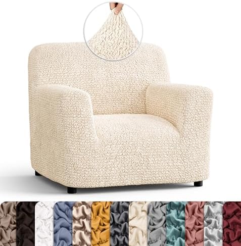 PAULATO Chair Cover - Stretch Fit 1-Piece Slipcover - Cream