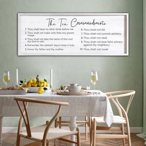 Homuvdok Ten Commandments Framed Wall Art 40x15