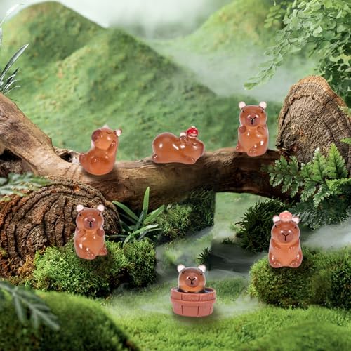 30Pcs Mini Resin Capybara Figurines Glow in the Dark Decor