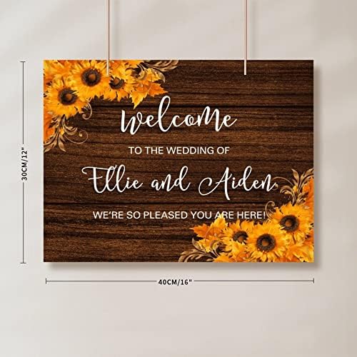 Customizable Wedding Welcome Sign with Sunflowers Design