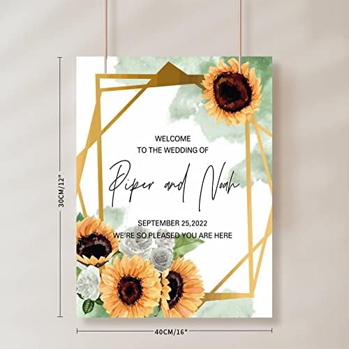 Alioyoit Wedding Welcome Sign with Sunflower Design
