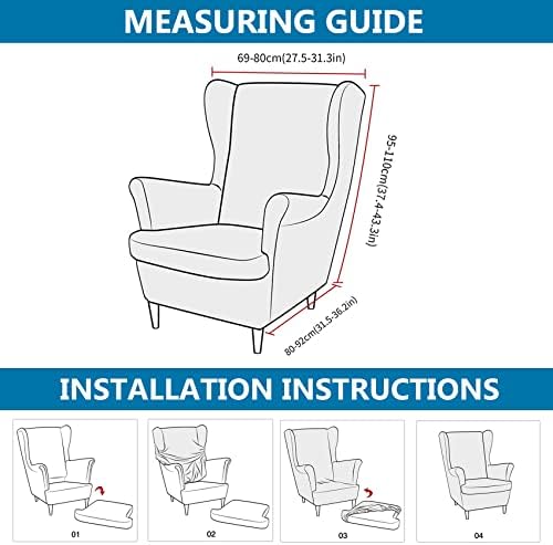 Stretch Spandex Wingback Chair Slipcovers 2 Piece
