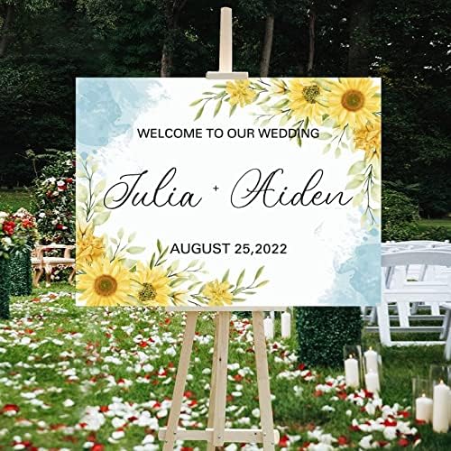 Personalized Blue Sunflowers Wedding Welcome Sign