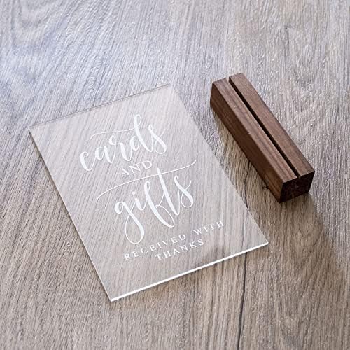 Clear Acrylic Gifts Cards Sign with Wood Stand
