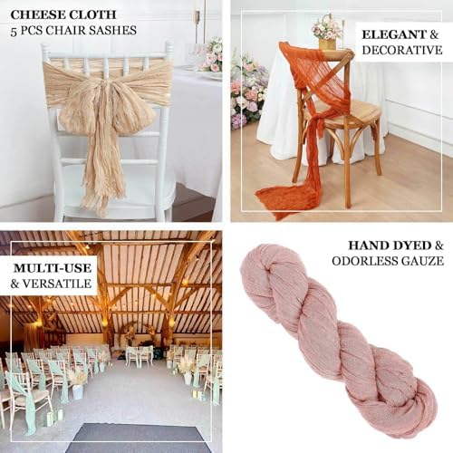 Efavormart 5 Pack Dusty Blue Gauze Chair Sashes