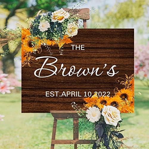 Custom Wedding Welcome Sign with Sunflowers 12x16 Inch