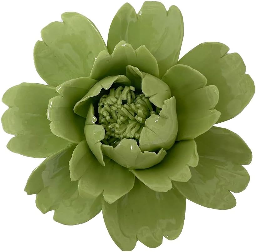 AMERRY Peony Ceramic Wall Art Sculpture 3D Artificial Flower Dcor